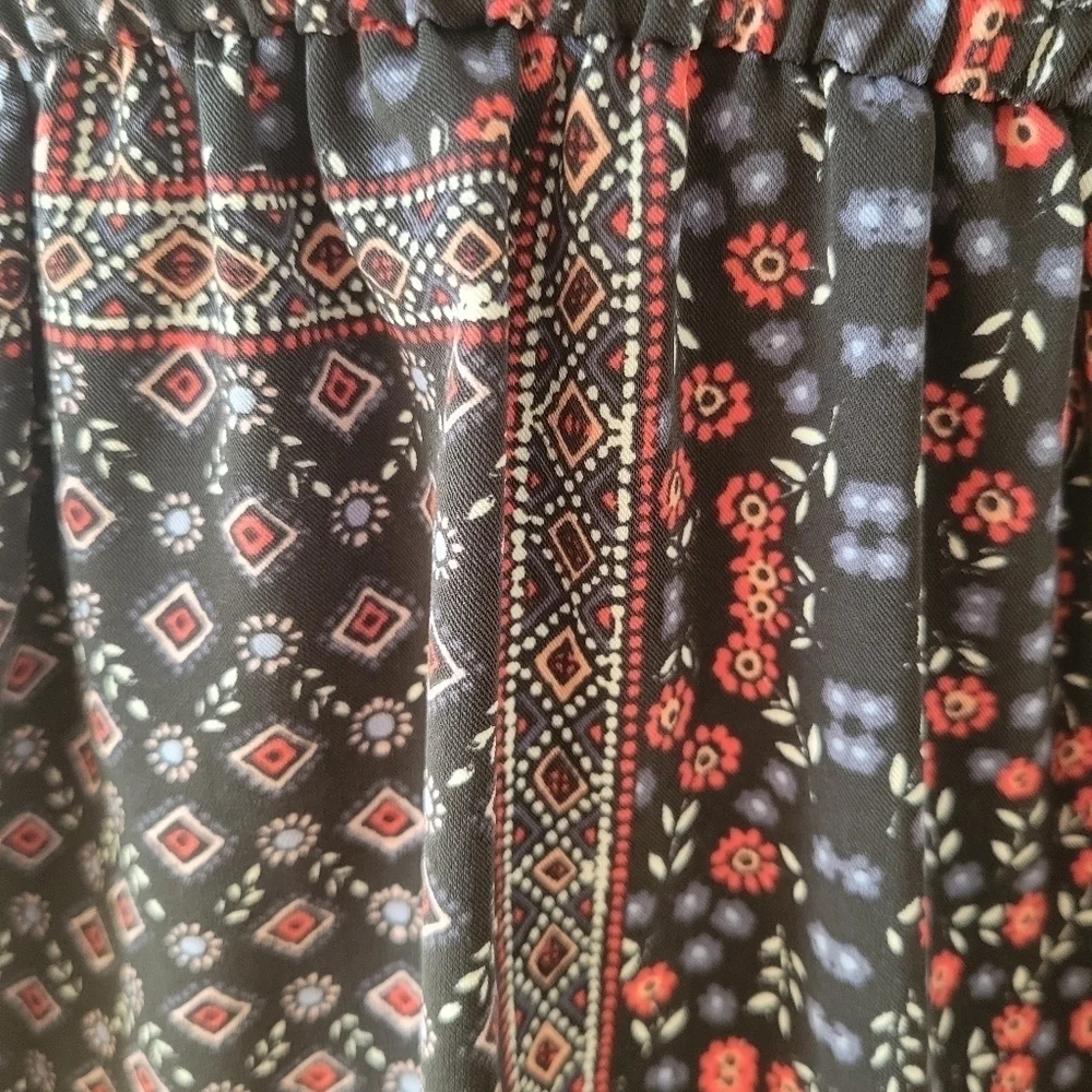 LOFT Black Boho Print Dress Size‎ XXS Petite